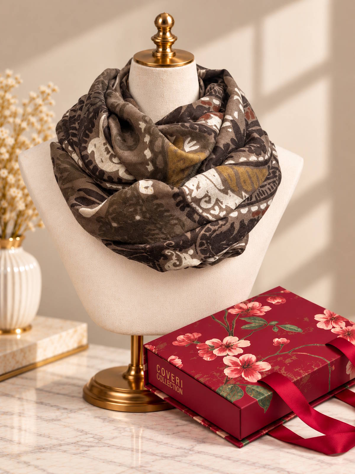 Christmas Gift for Her | Printed Women's Scarf with Gift Box, art. 262053