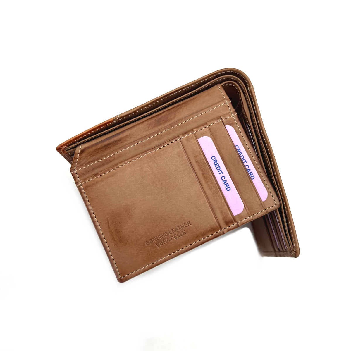 Genuine leather wallet with ID holder, vintage effect, Art. 21NP105