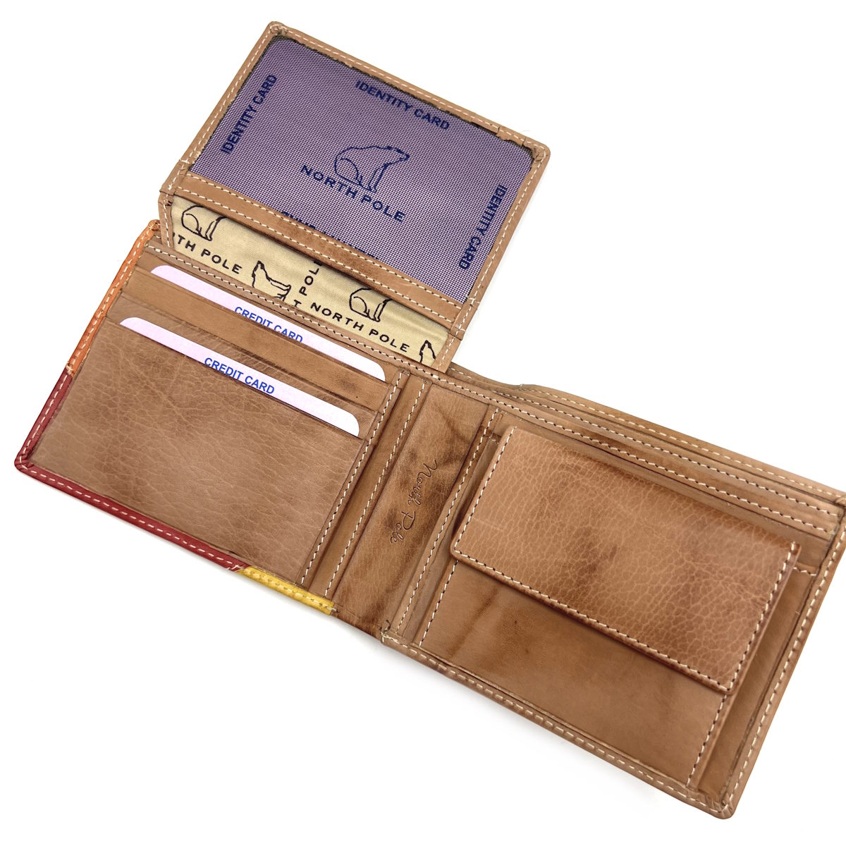 Genuine leather wallet with ID holder and Coin purse, vintage effect, Art. 21NP103