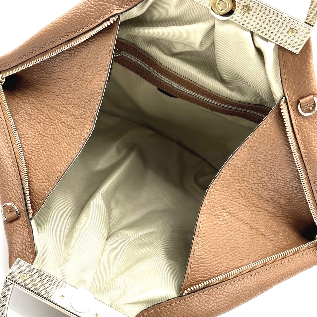 Metal handle genuine leather bag, Made in Italy, art. 112601