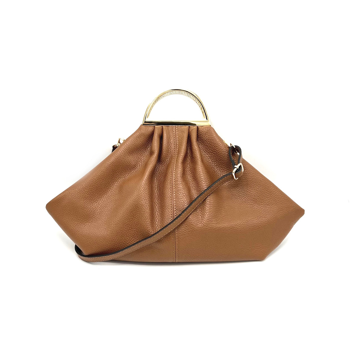 Metal handle genuine leather bag, Made in Italy, art. 112601