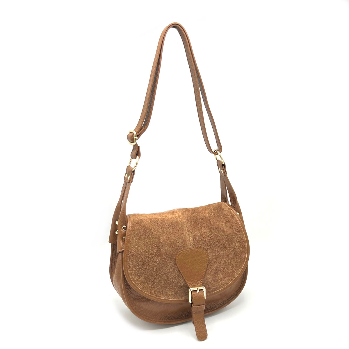 Suede leather saddle bag, Made in Italy, art. 112642