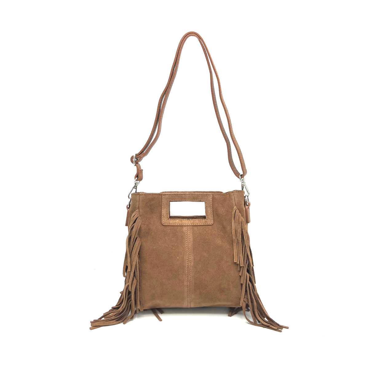 Suede fringe handbag, Made in Italy, art. 112623