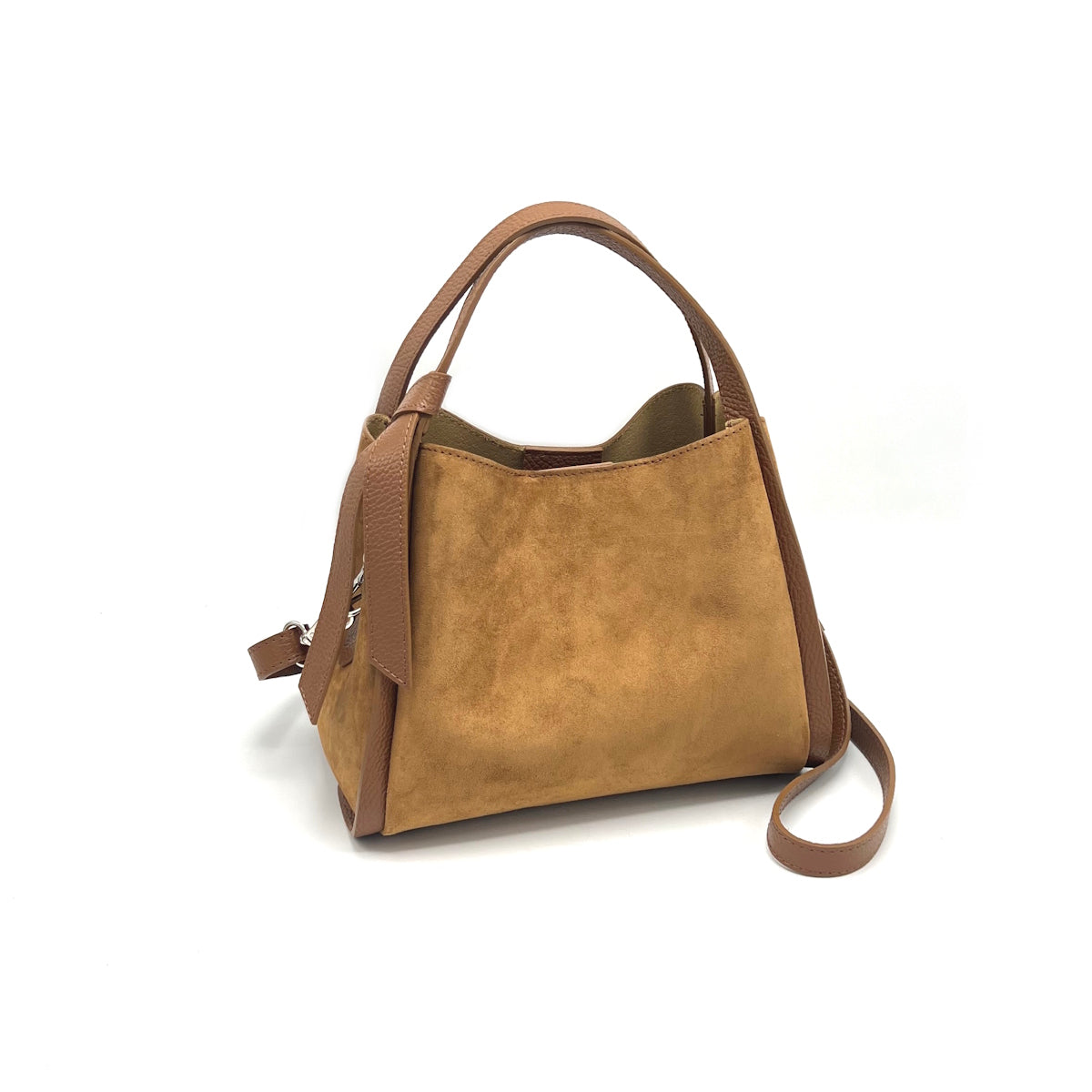 Borsa a mano in pelle scamosciata con tracolla, Made in Italy, art. 112638