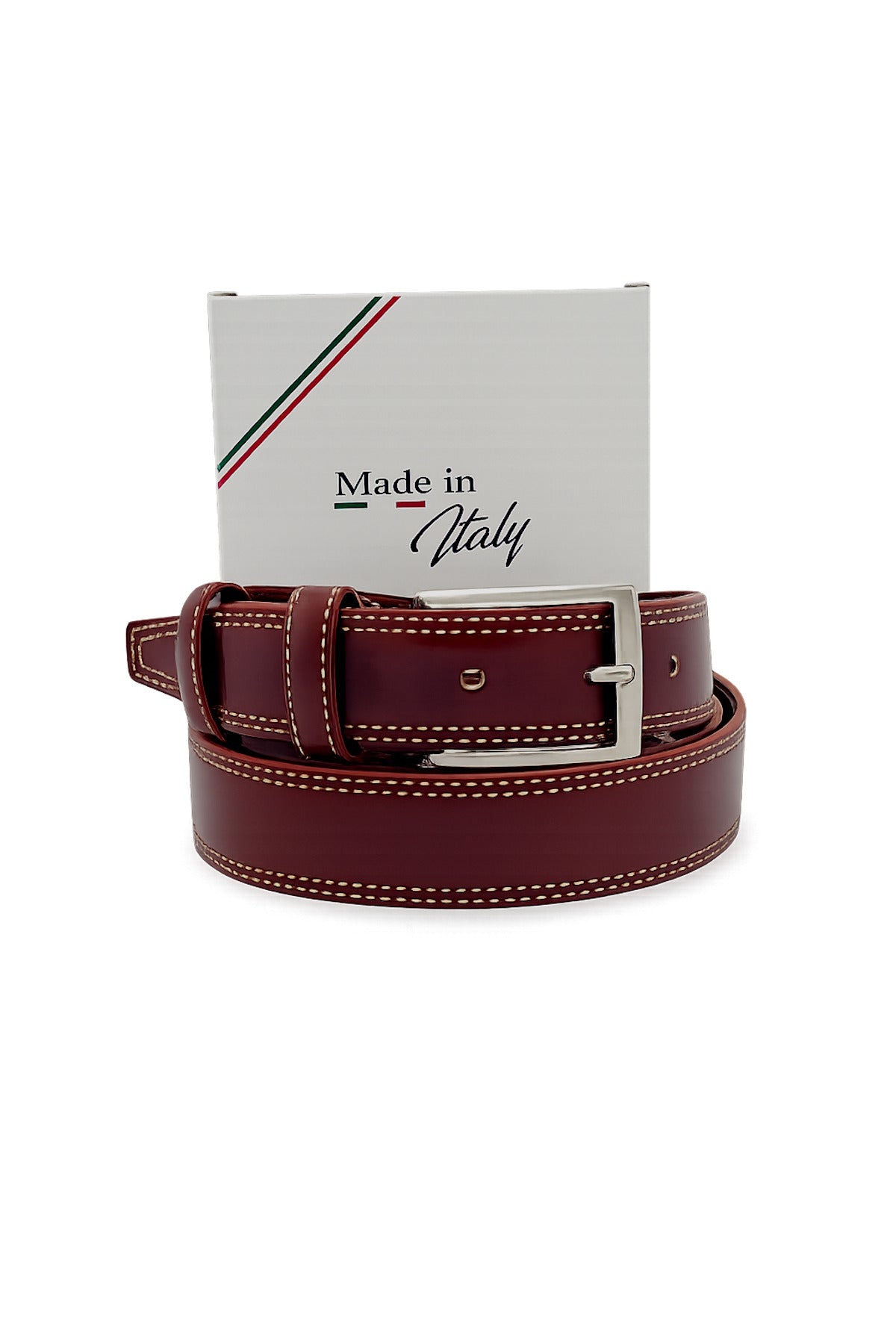 Classic Genuine Leather 28mm Men's Belt with Double-Row Stitching, Made in Italy, art. 030/3.391