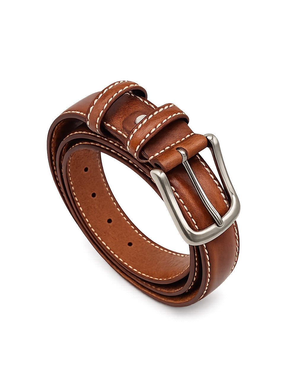 Classic Genuine Leather 35mm Men's Belt with Thick Contrast Stitching, Made in Italy, art. 3000.35.391