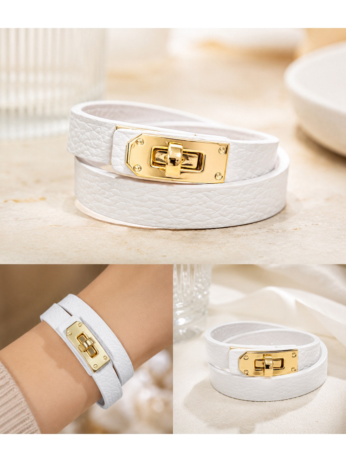 Genuine Leather Twist Double Wrap Bracelet, Made in Italy, art. 602003