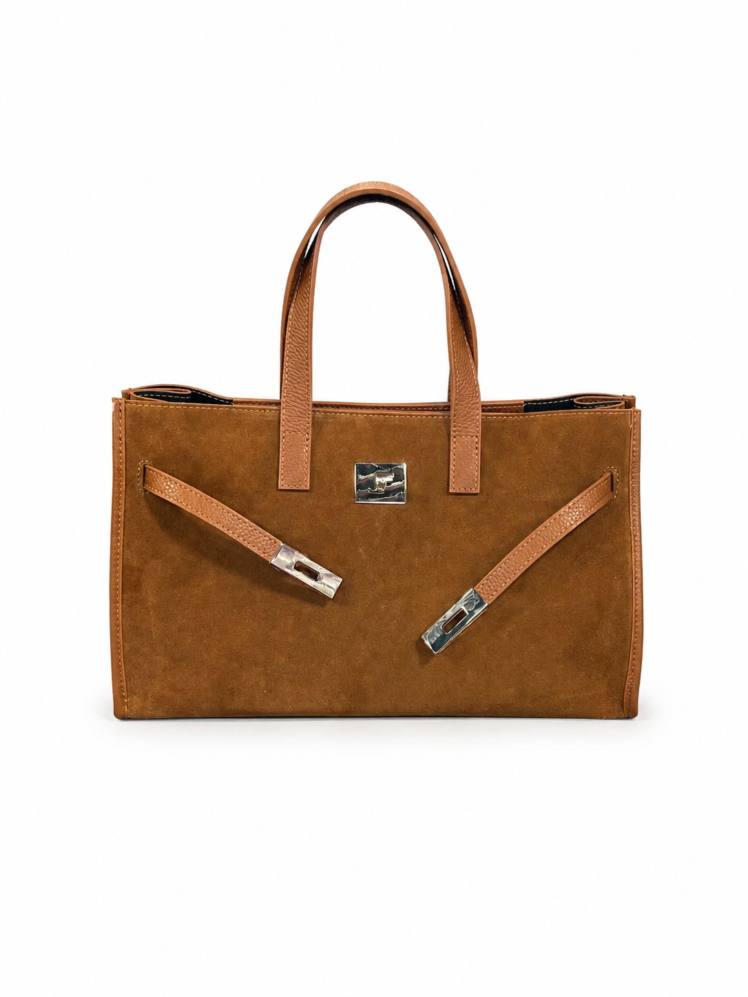 Suede and Genuine Leather Handbag with Crossbody Strap,  Made in Italy, art. 112782