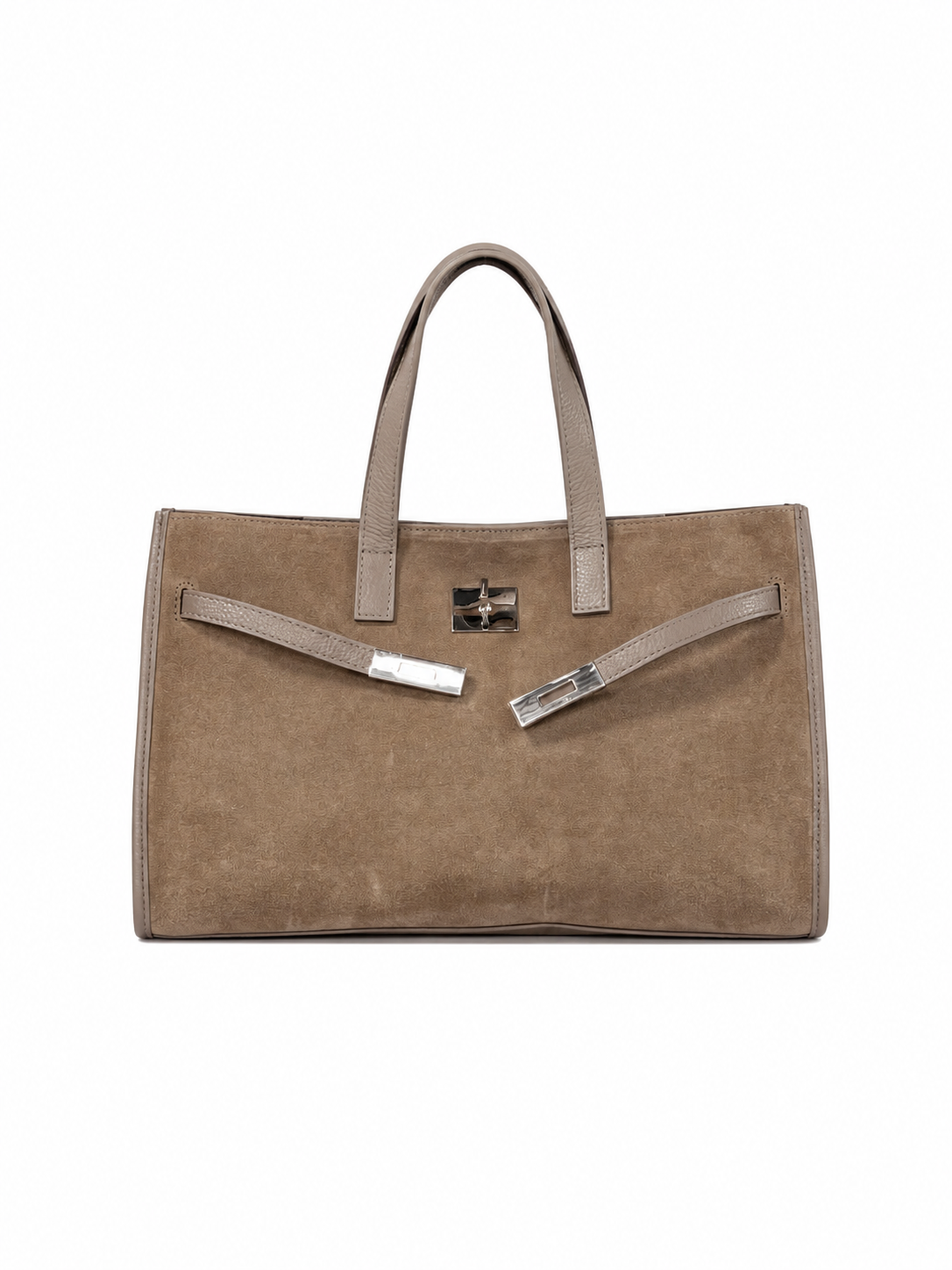 Suede and Genuine Leather Handbag with Crossbody Strap,  Made in Italy, art. 112782