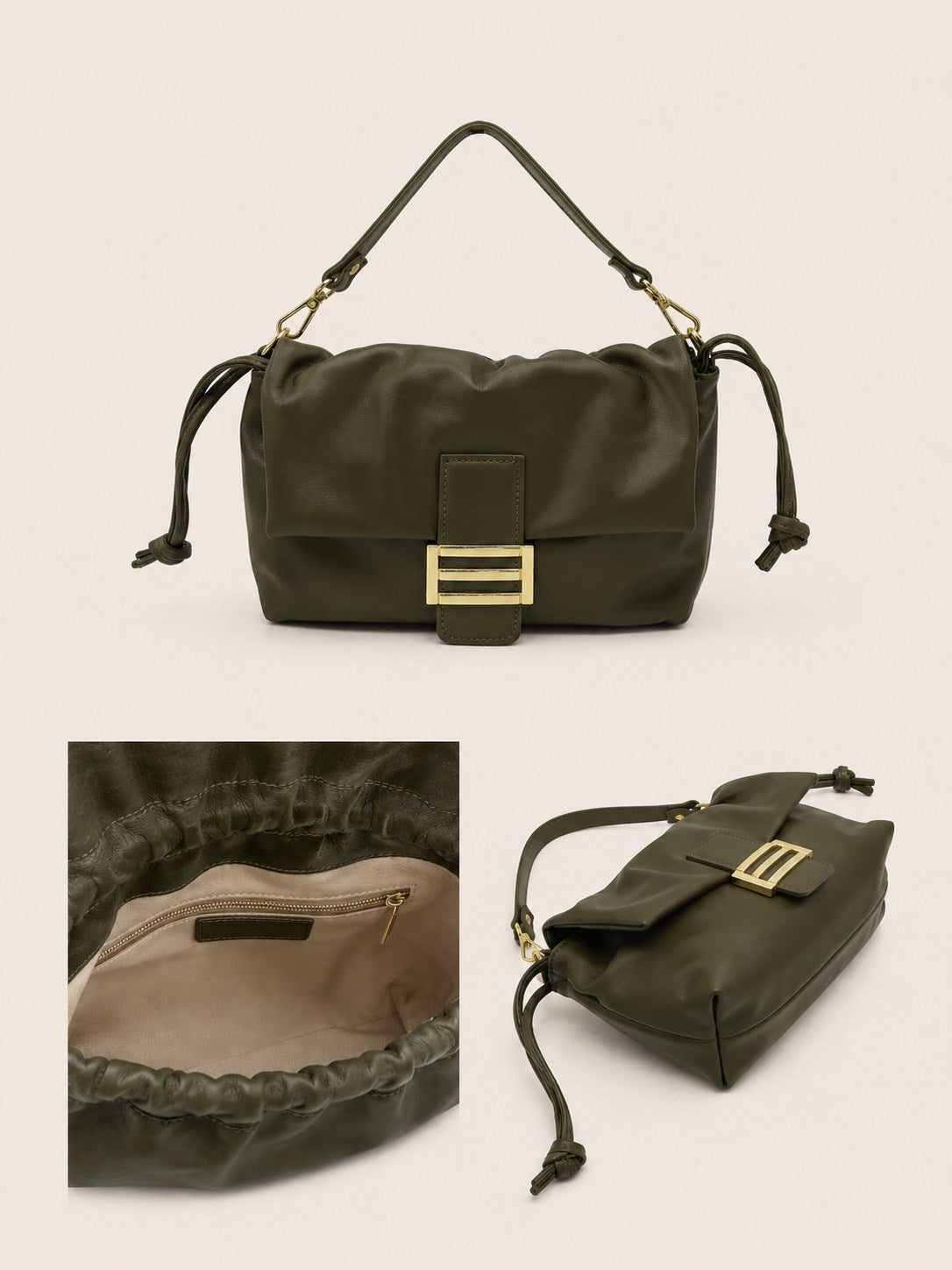 Genuine Leather Shoulder Bag with 2 straps, Made in Italy, art. 112778