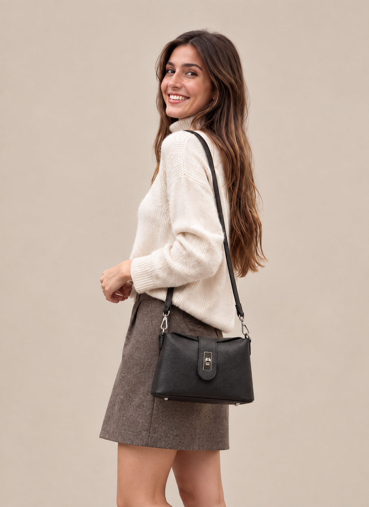 Women's Genuine Leather Shoulder Bag, Made in Italy, art. 112745