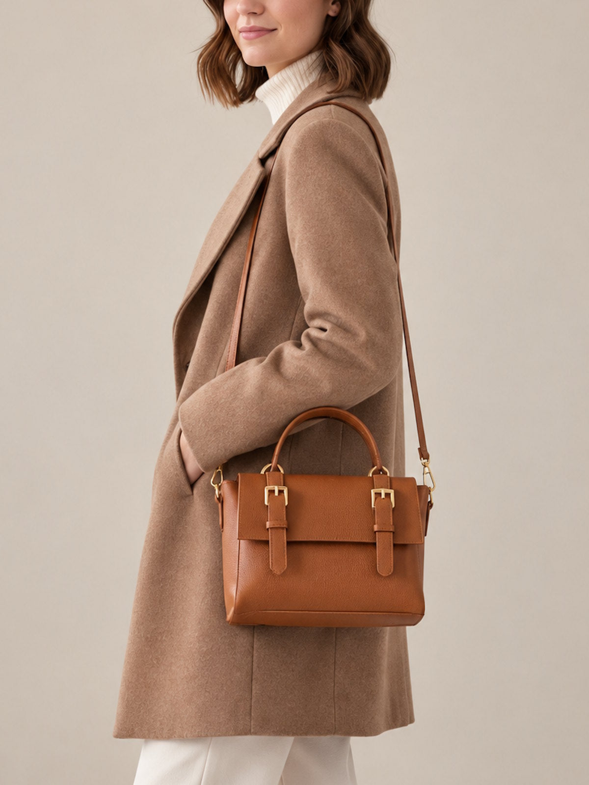 Women's Classic Genuine Leather Top-Handle Satchel, Made in Italy, art. 112730