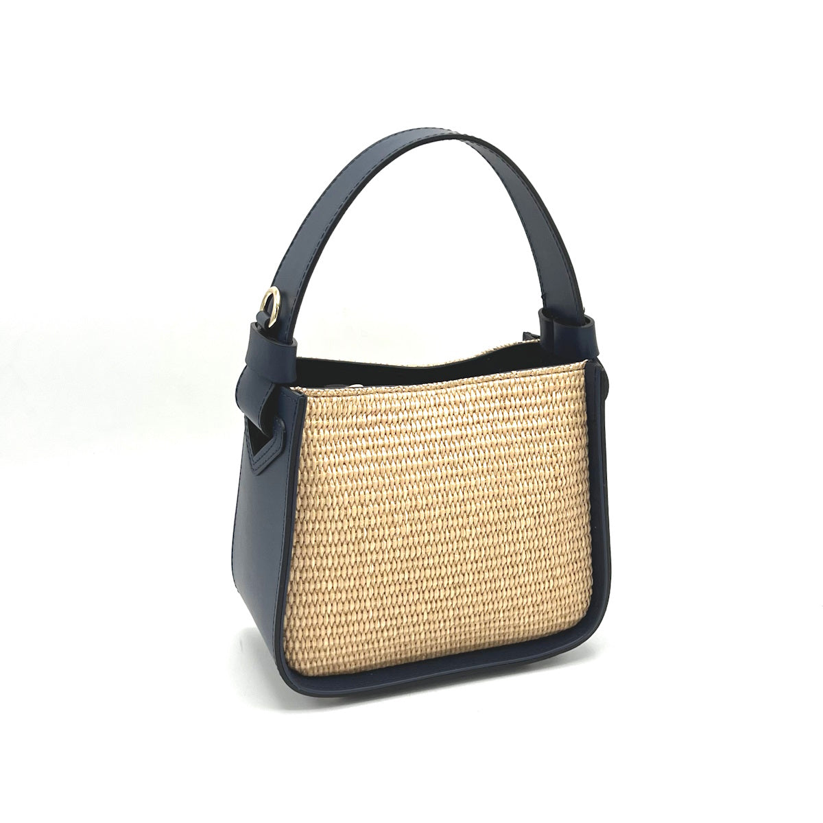 Summer collection, small leather and straw shoulder bag, Made in Italy, art. 112570