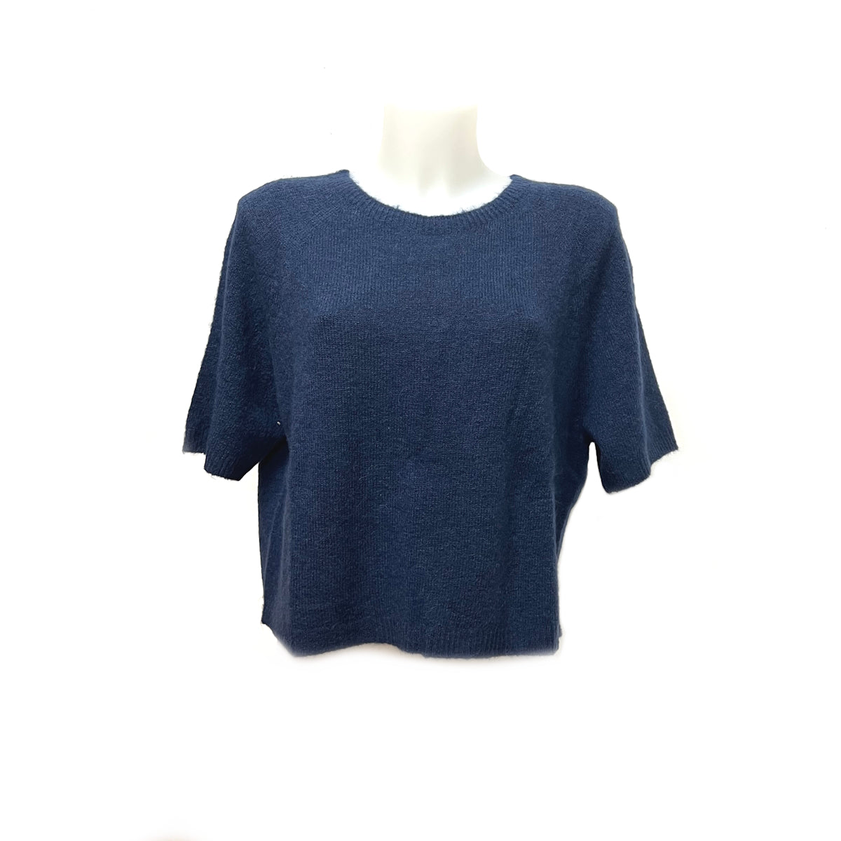 Maglione girocollo a manica corta in misto lana baby alpaca, art. 17448