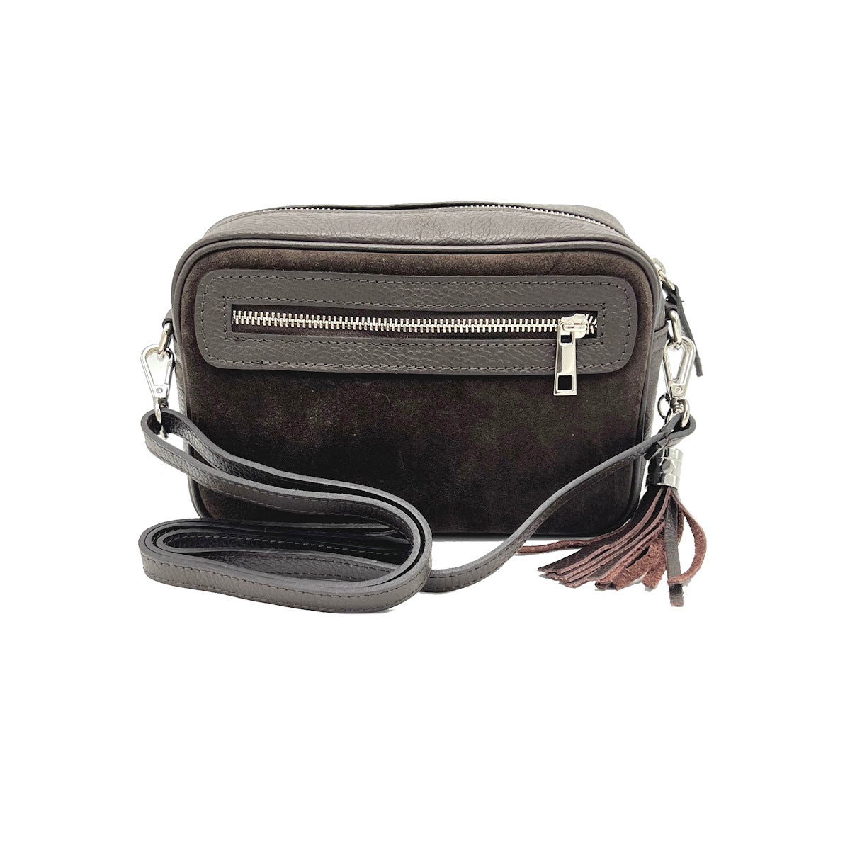 Suede leather camera bag, Made in Italy, art. 112572