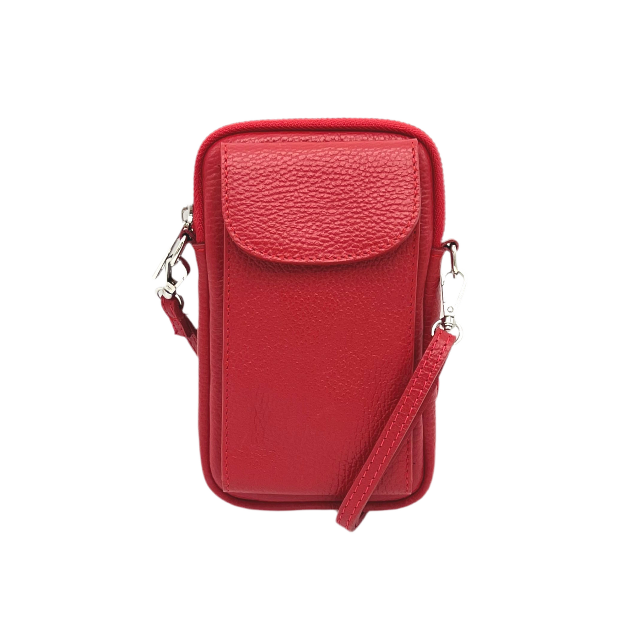 Genuine leather crossbody phone bag, Made in Italy, art. 112585