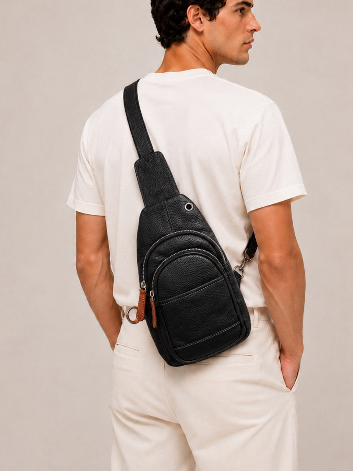 Geniune leather crossbody bag, for men, art. DO4817