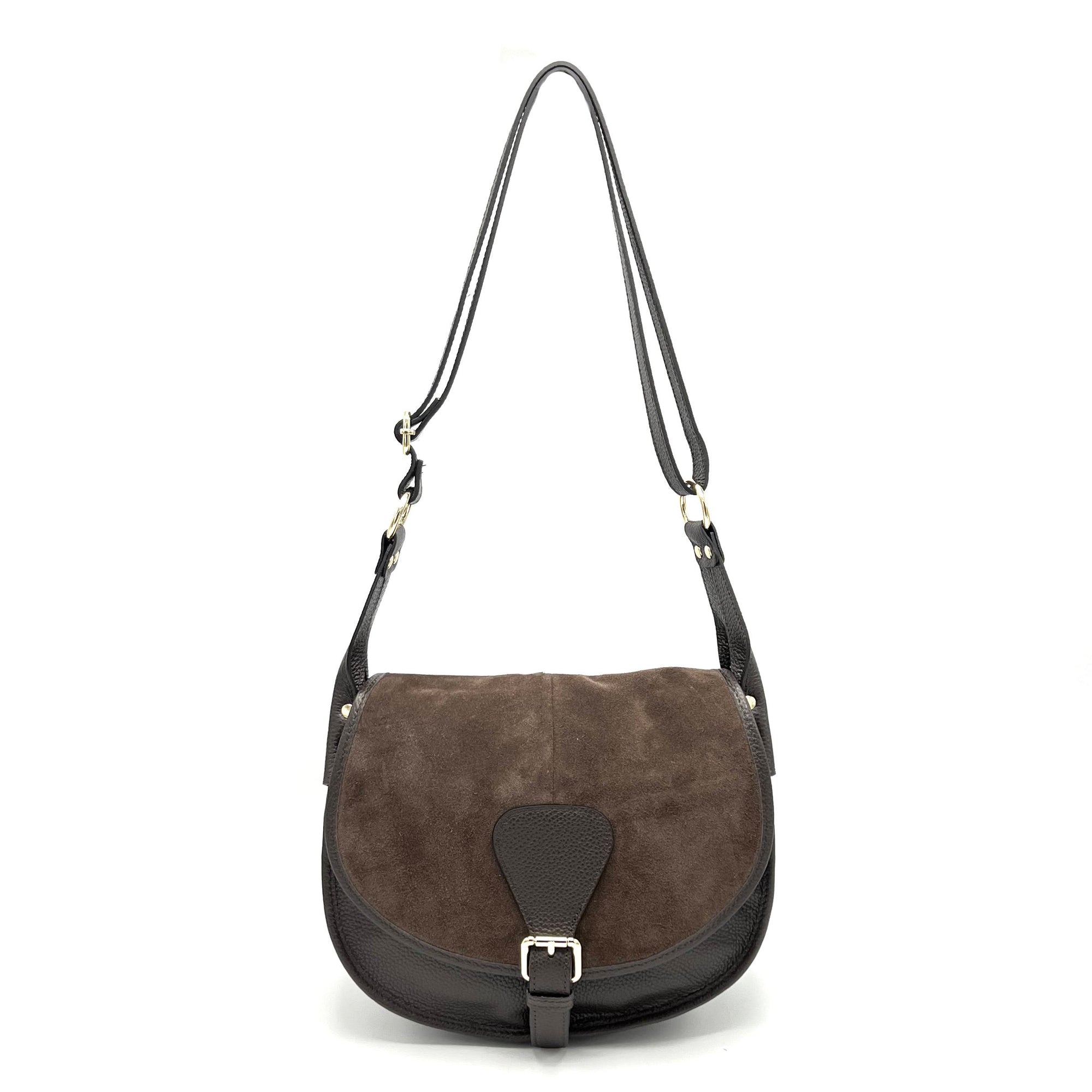 Women's Suede Leather Saddle Bag, Made in Italy, art. 112642New