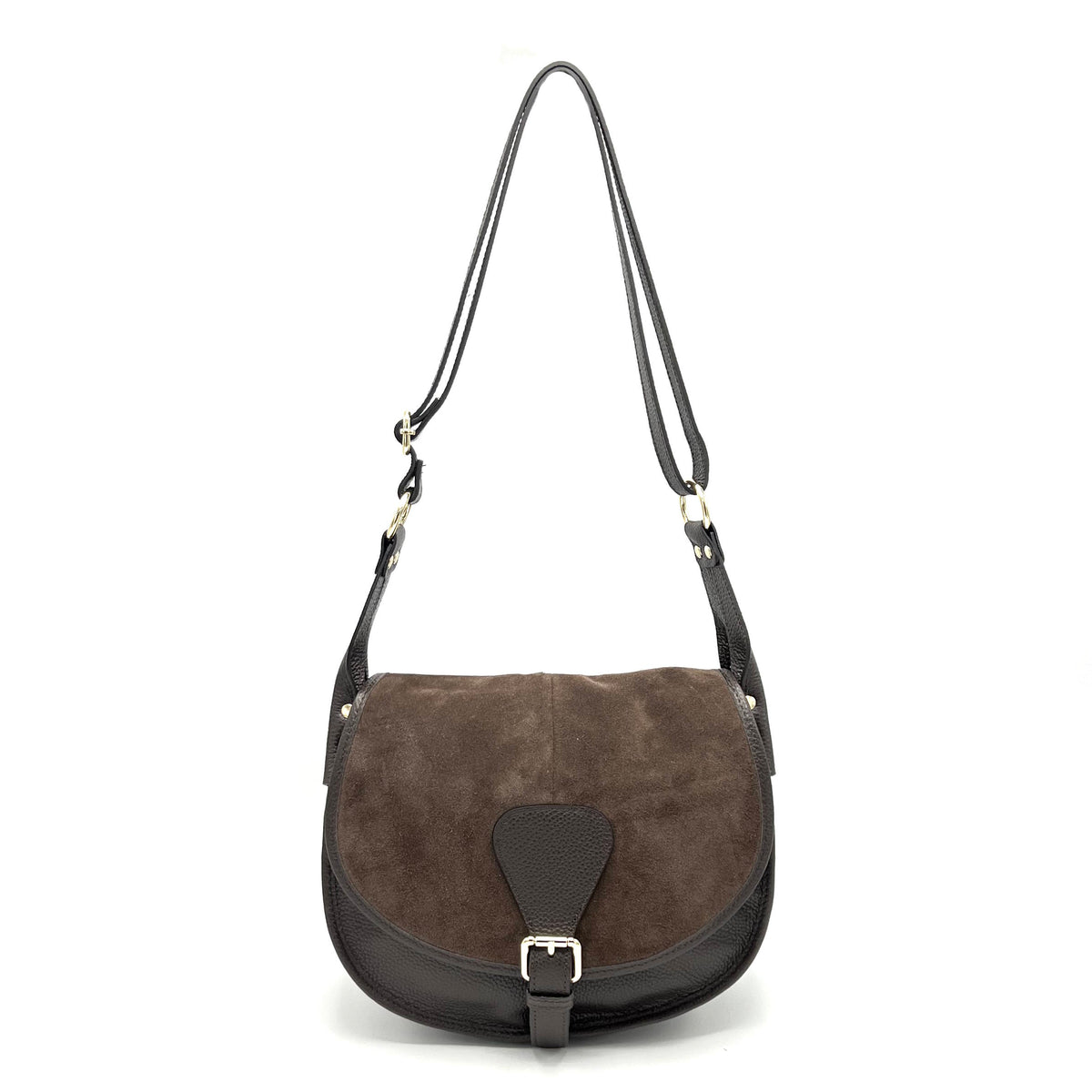 Suede leather saddle bag, Made in Italy, art. 112642