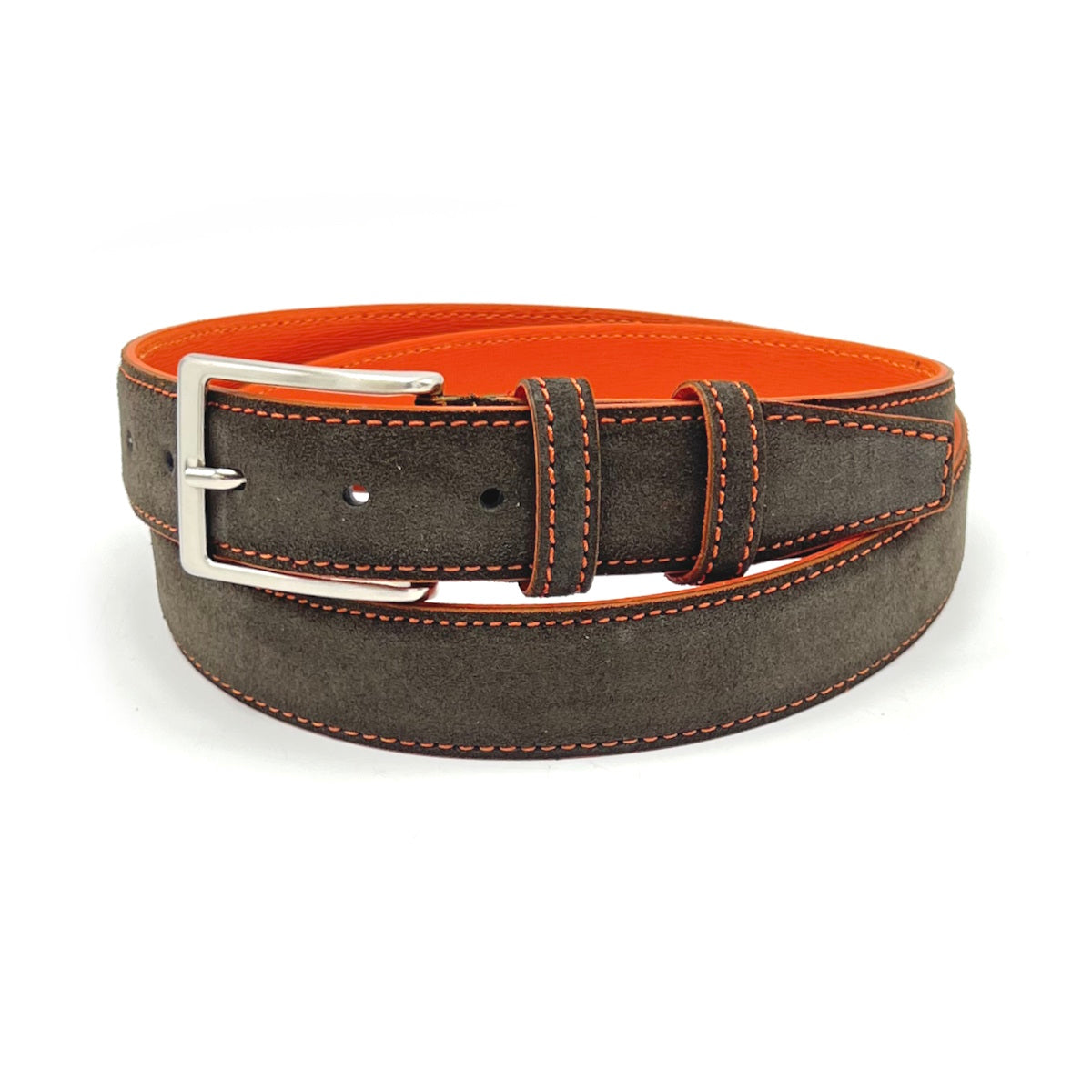 Suede leather belts for men, Made in Italy, Suie Valentini, art. 2021/35.391