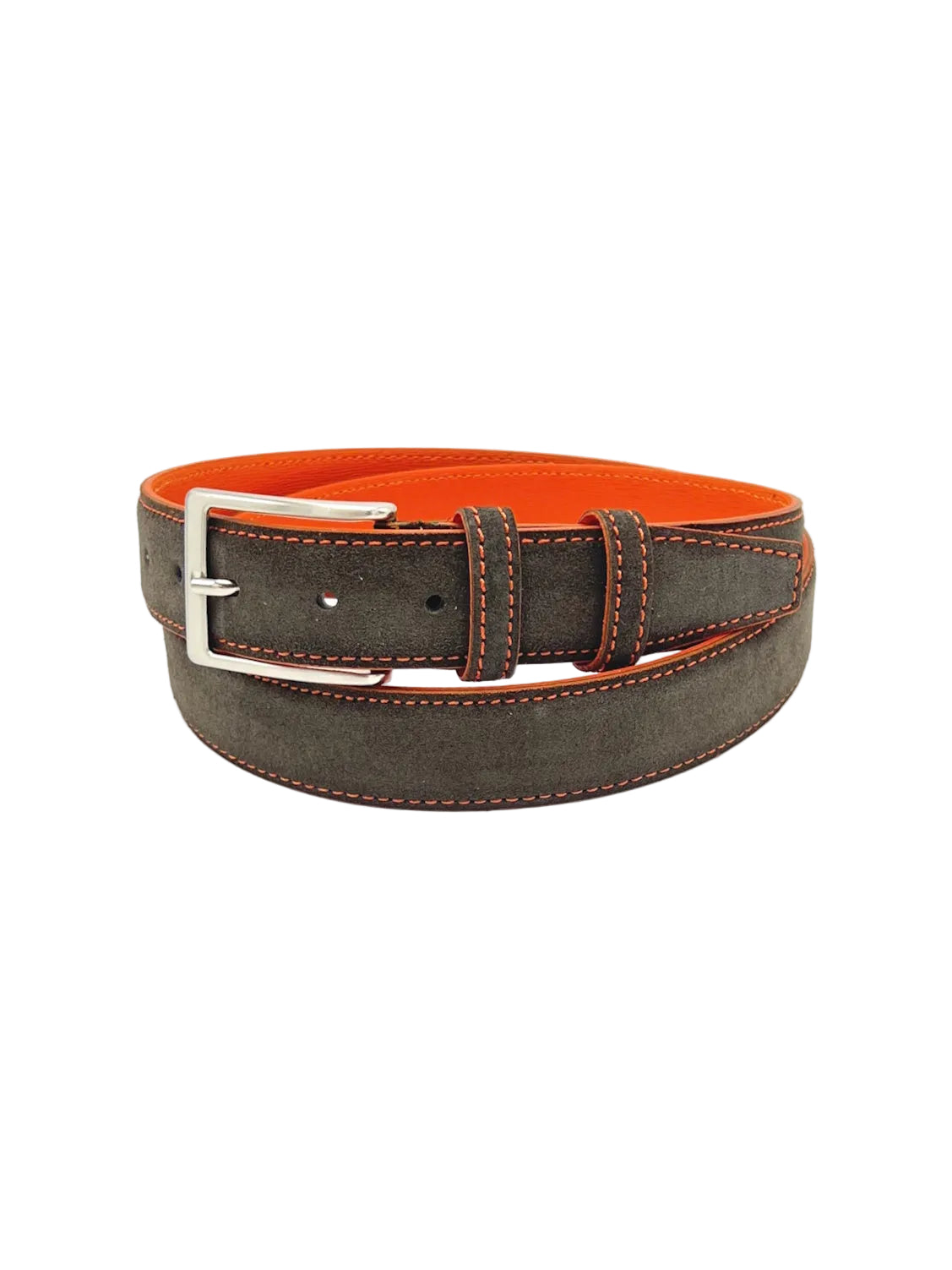 Men's Genuine Suede Leather Belt with Classic Pin Buckle - Made in Italy, Suie Valentini, art. 2021