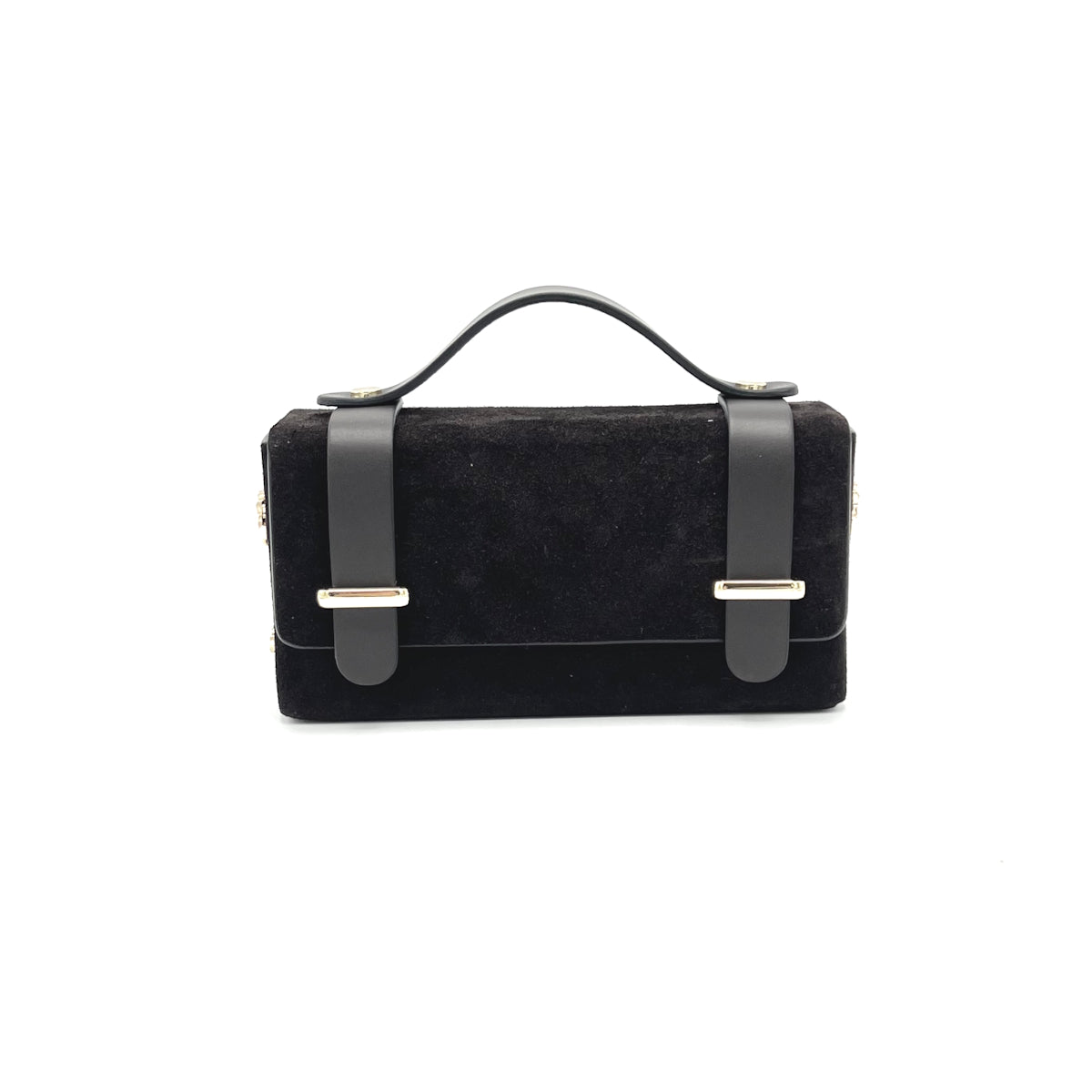 Suede leather mini clutch bag with chain, Made in Italy, art. 112629