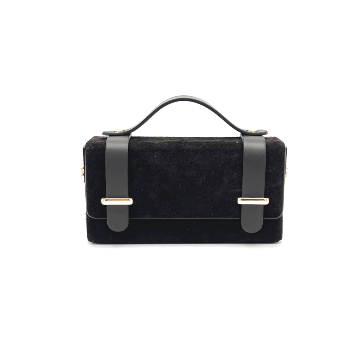 Suede leather mini clutch bag with chain, Made in Italy, art. 112629