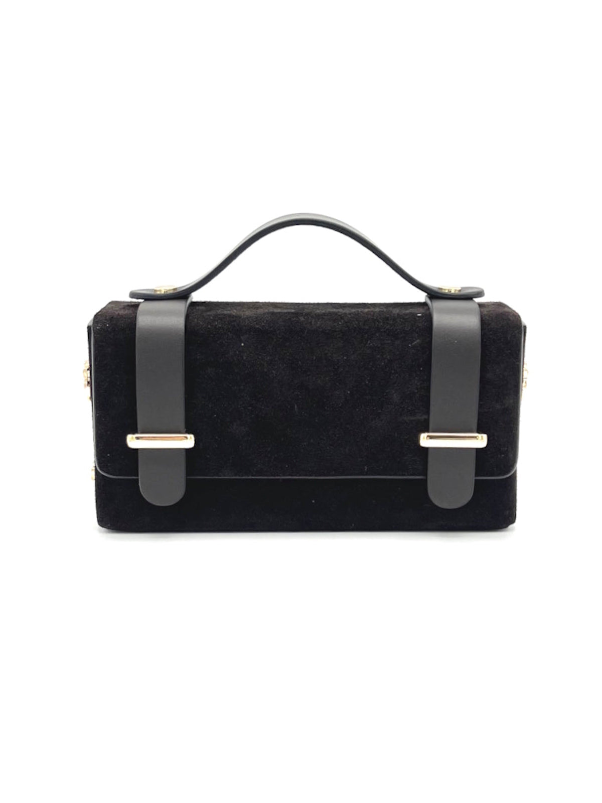 Suede leather mini clutch bag with chain, Made in Italy, art. 112629