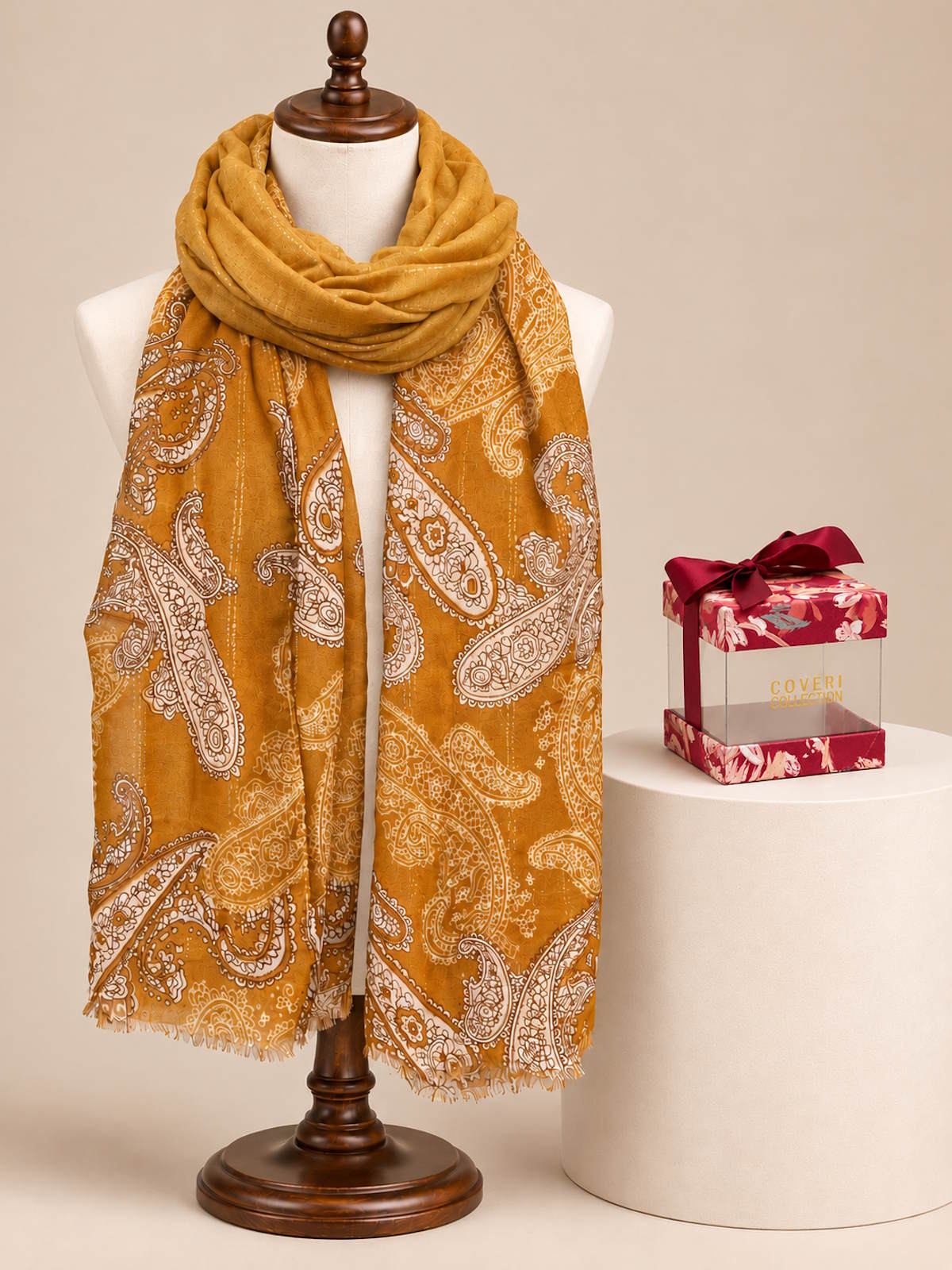 Christmas Gift for Her | Lightweight Autumn Scarf with Gold Shimmer, art. 252303