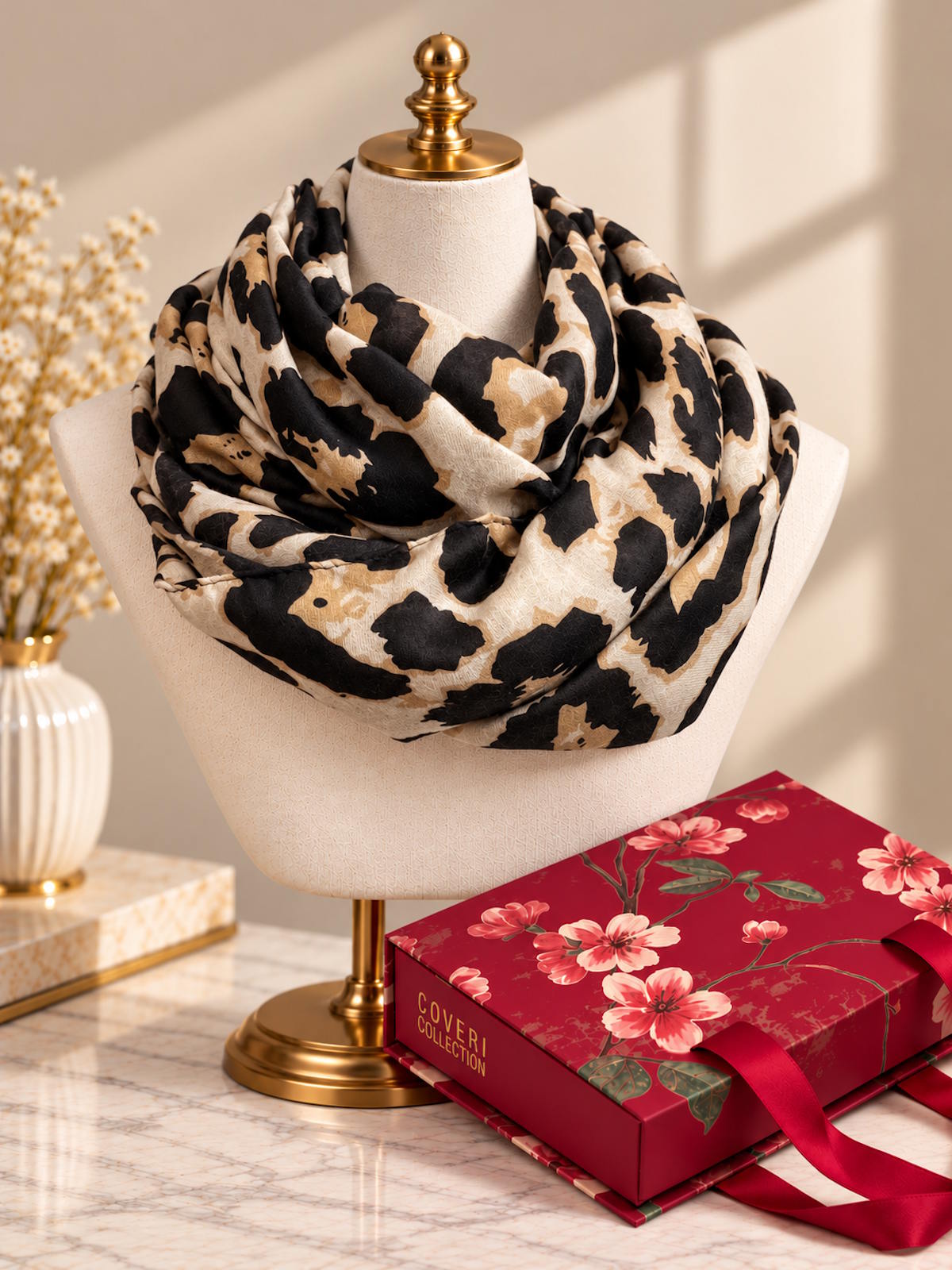 Christmas Gift for Her | Printed Women's Scarf with Gift Box, art. 262055