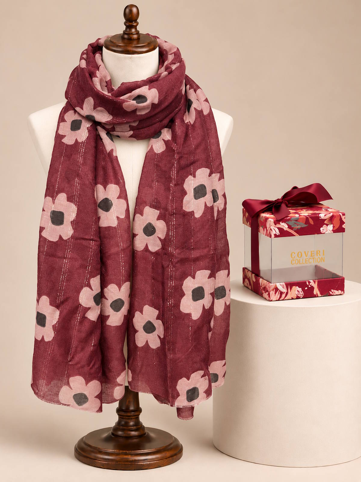 Christmas Gift for Her | Lightweight Autumn Scarf with Gold Shimmer, art. 252304