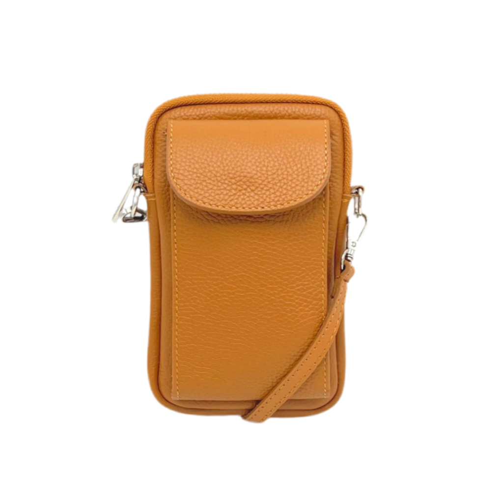 Genuine leather crossbody phone bag, Made in Italy, art. 112585
