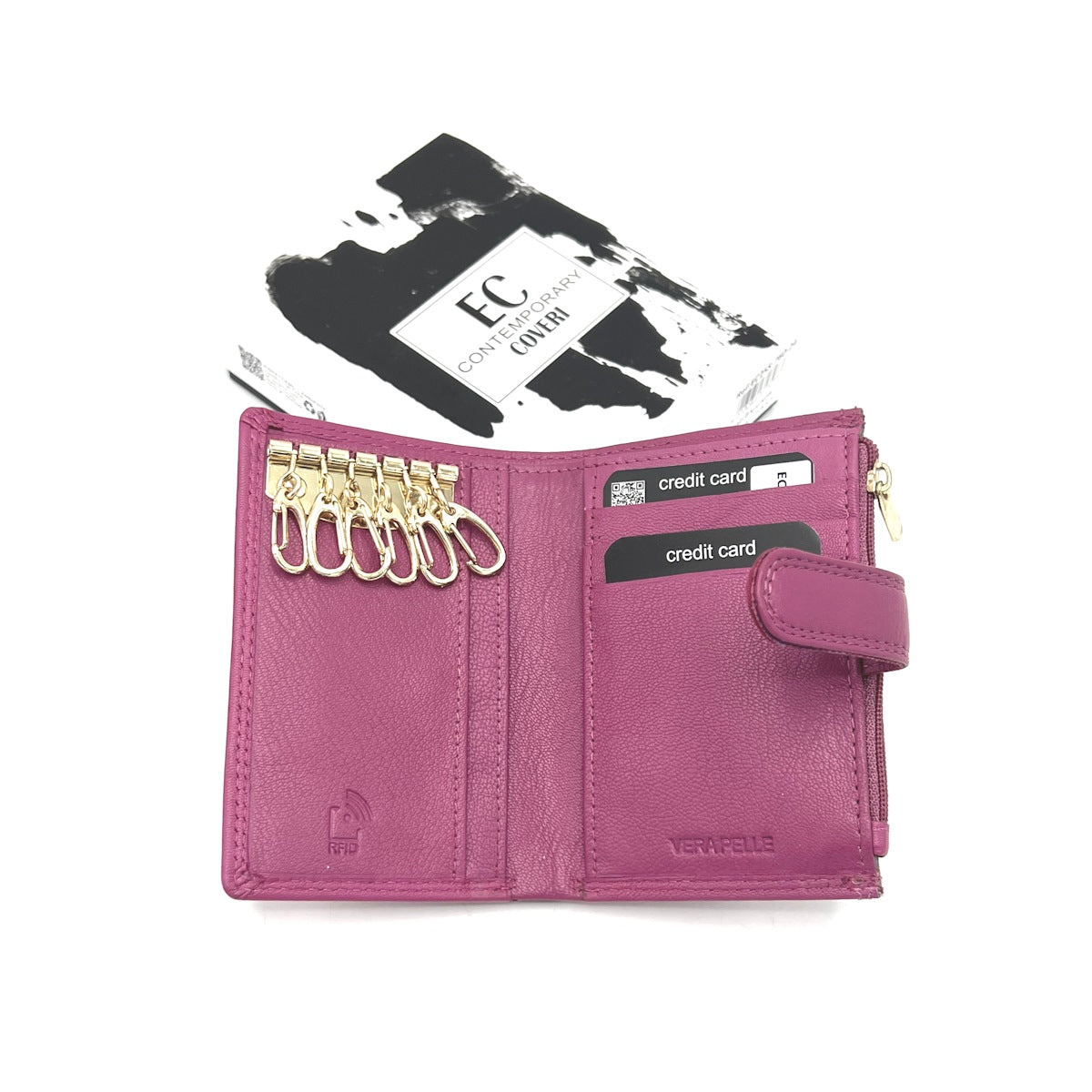 Women's genuine leather wallet with key holders, EC COVERI, art. EC25760-24.290