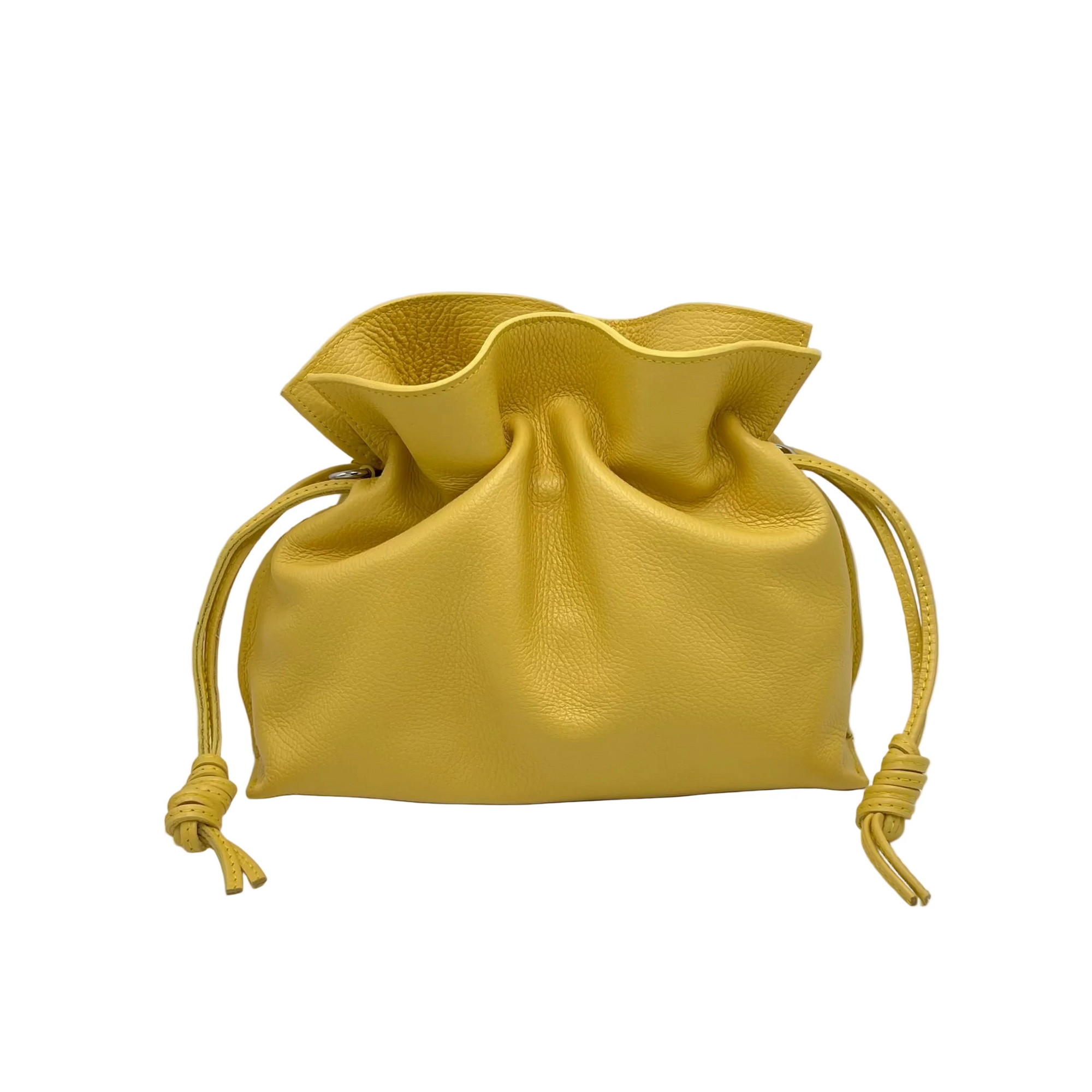 Genuine leather drawstring pouch with crossbody strap, Made in Italy, art. 112667
