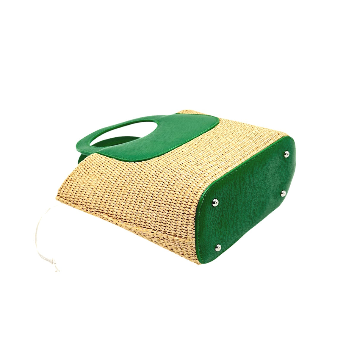 Summer collection, raffia and genuine leather handbag, Made in Italy, art. 112594