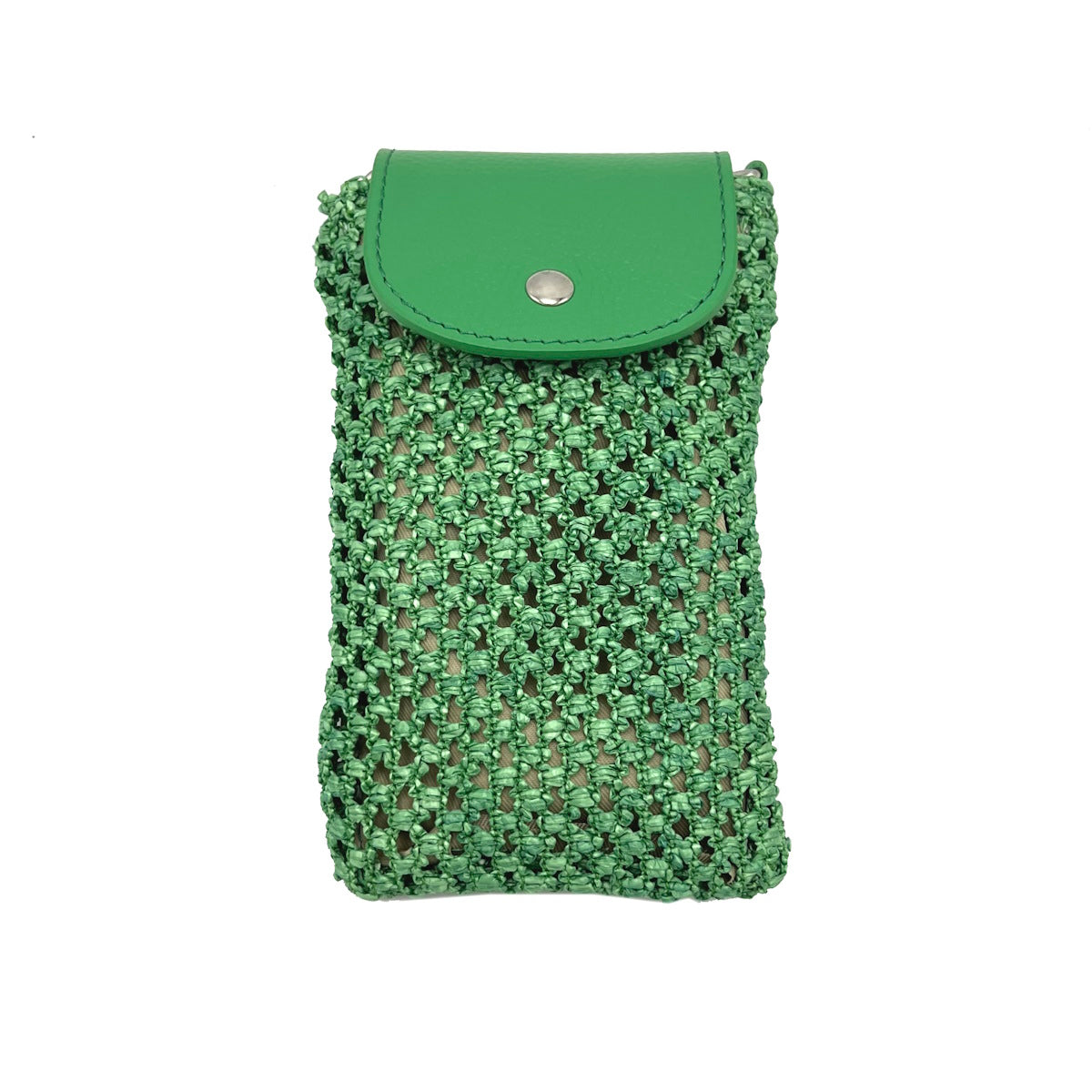 Summer collection, Leather and straw phone bag, Made in Italy, art. 112574