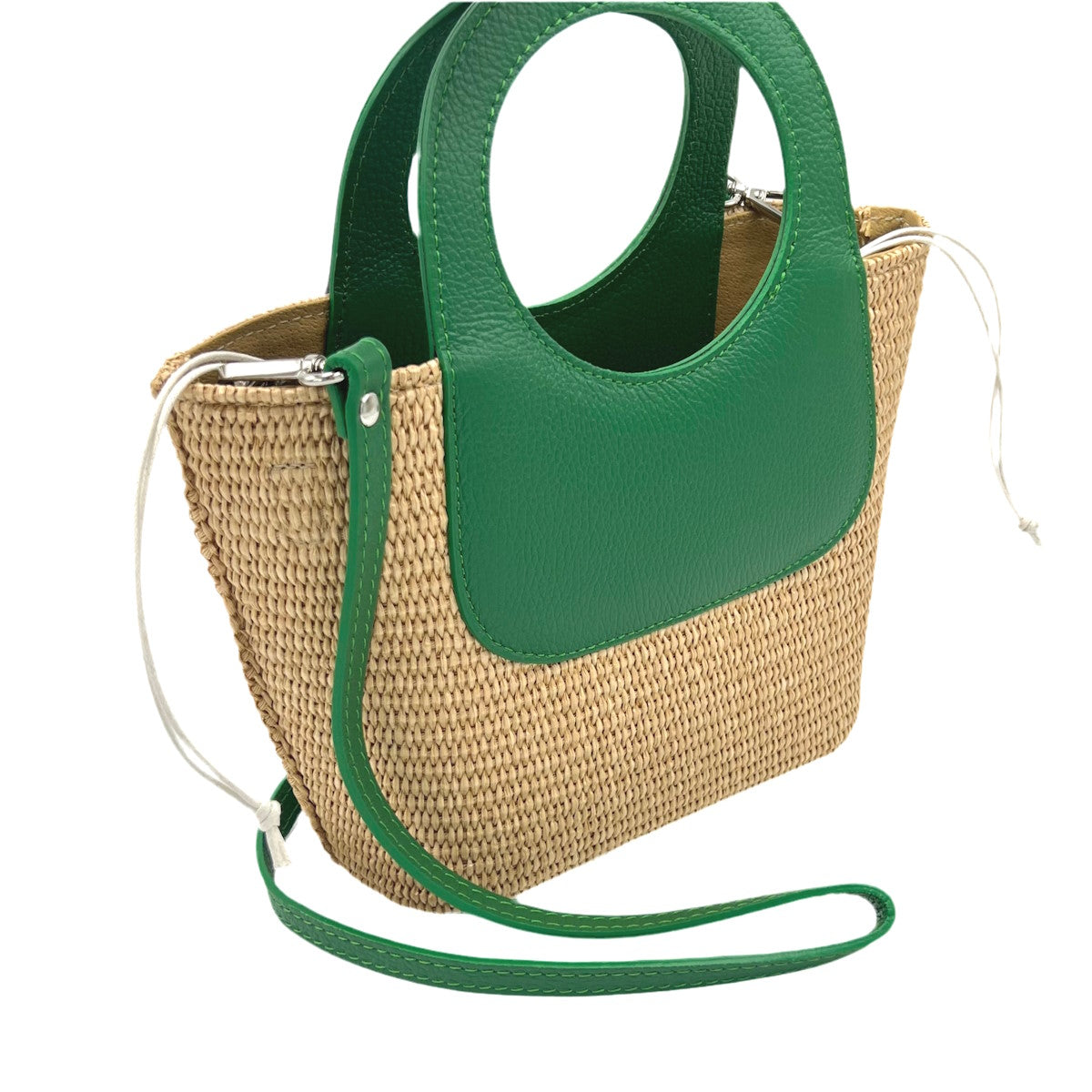 Summer collection, raffia and genuine leather handbag, Made in Italy, art. 112594