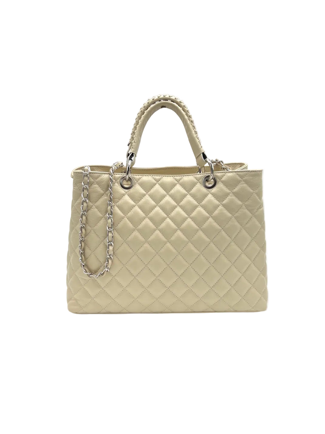 Women’s Large Genuine Leather Quilted Chain Handbag, Made in Italy, art. 112700