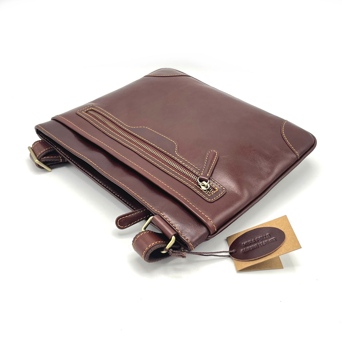 Buffered leather shoulder bag big size, for men, art. TA4809