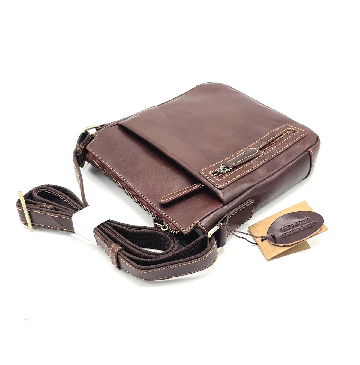 Buffered leather shoulder bag, for men, art. TA4808