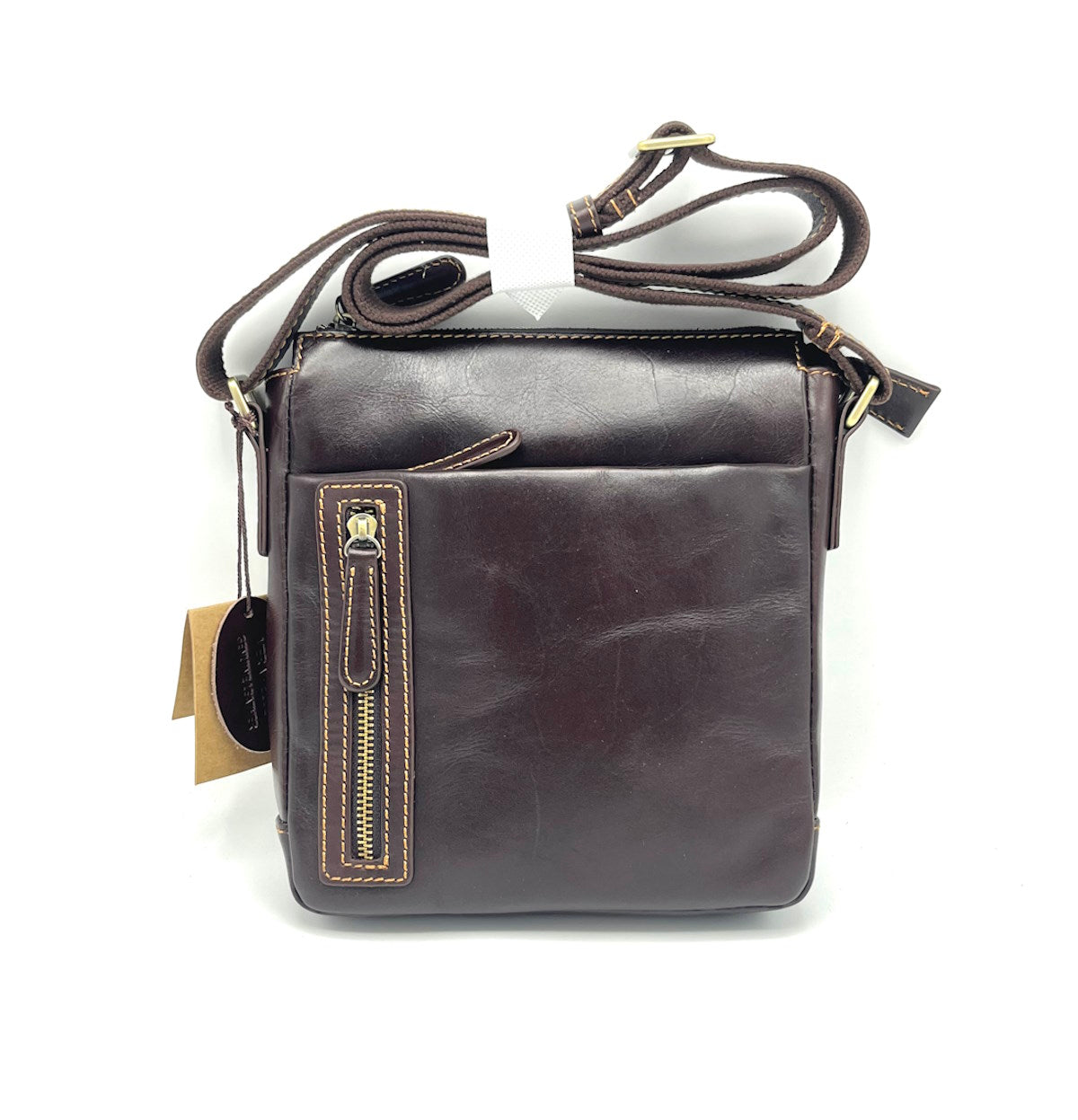 Buffered leather shoulder bag, for men, art. TA4808