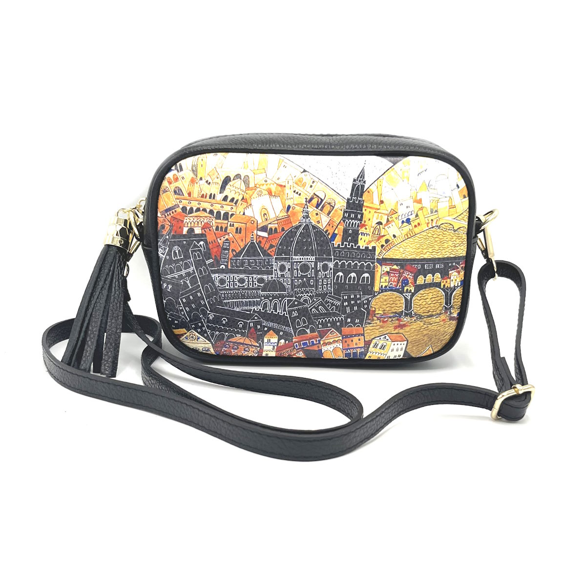Printed genuine leather shoulder bag, Made in Italy, art. 112480