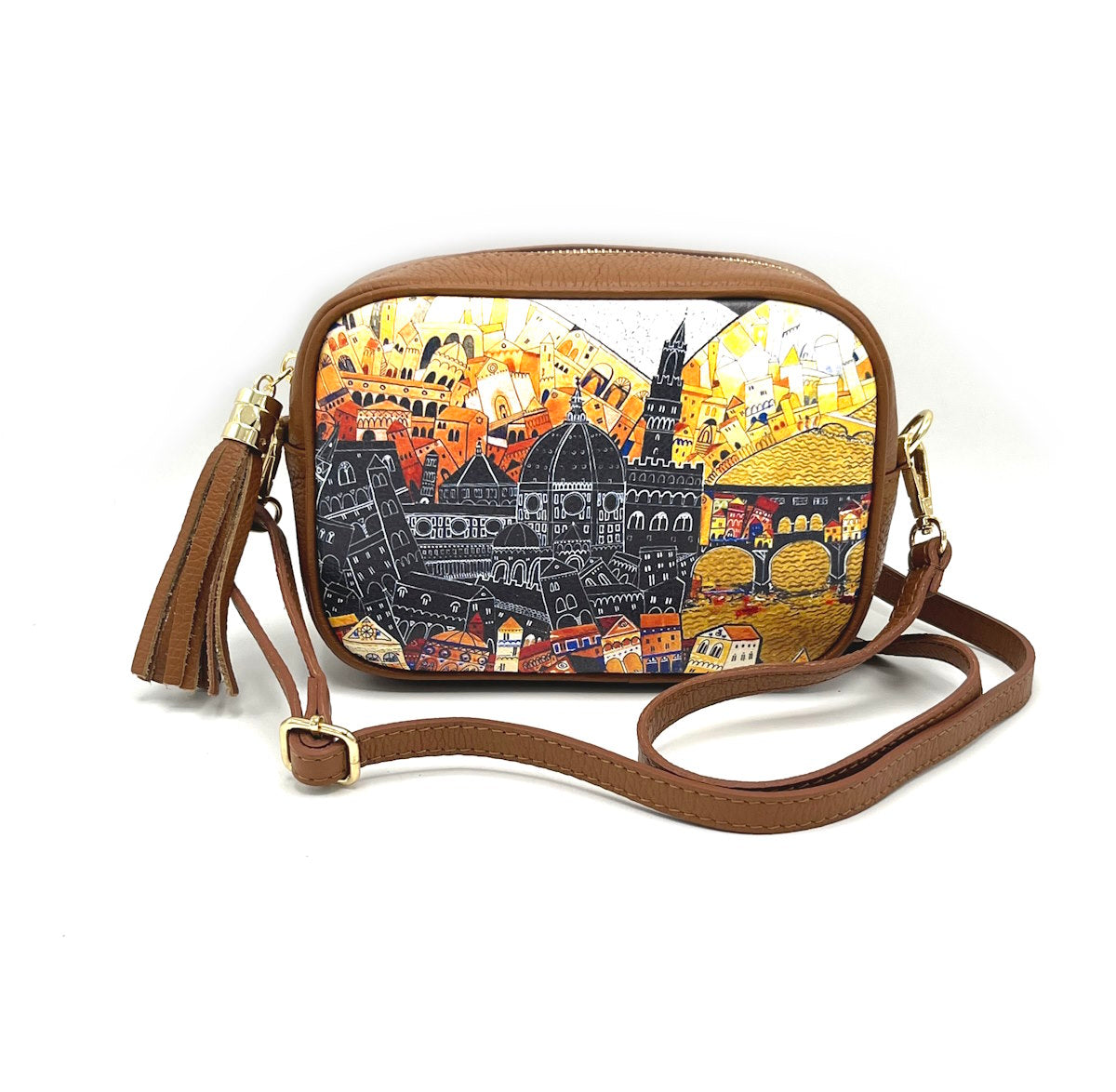 Printed genuine leather shoulder bag, Made in Italy, art. 112480