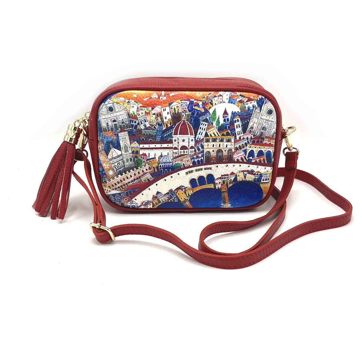 Printed genuine leather shoulder bag, Made in Italy, art. 112480