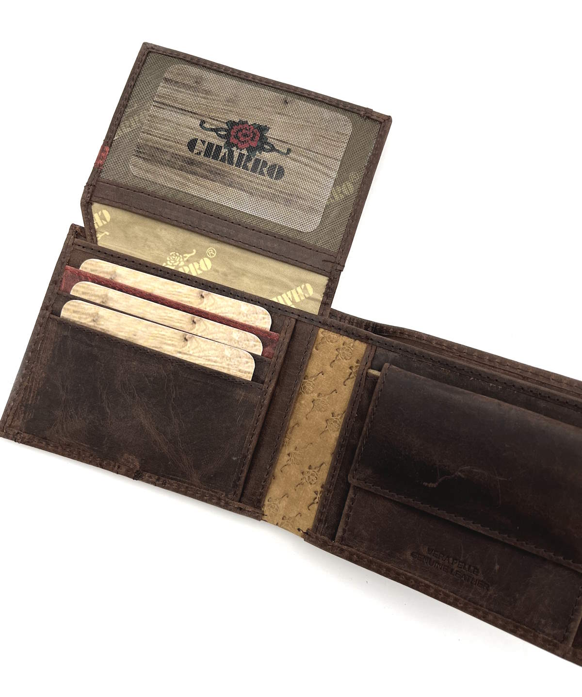 Genuine leather wallet, Brand Charro, vintage effect, art. HU-41123