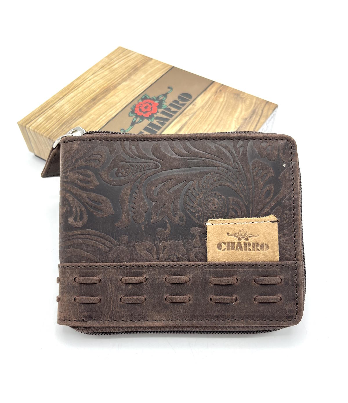 Genuine leather wallet, Brand Charro, vintage effect, art. HU-21556