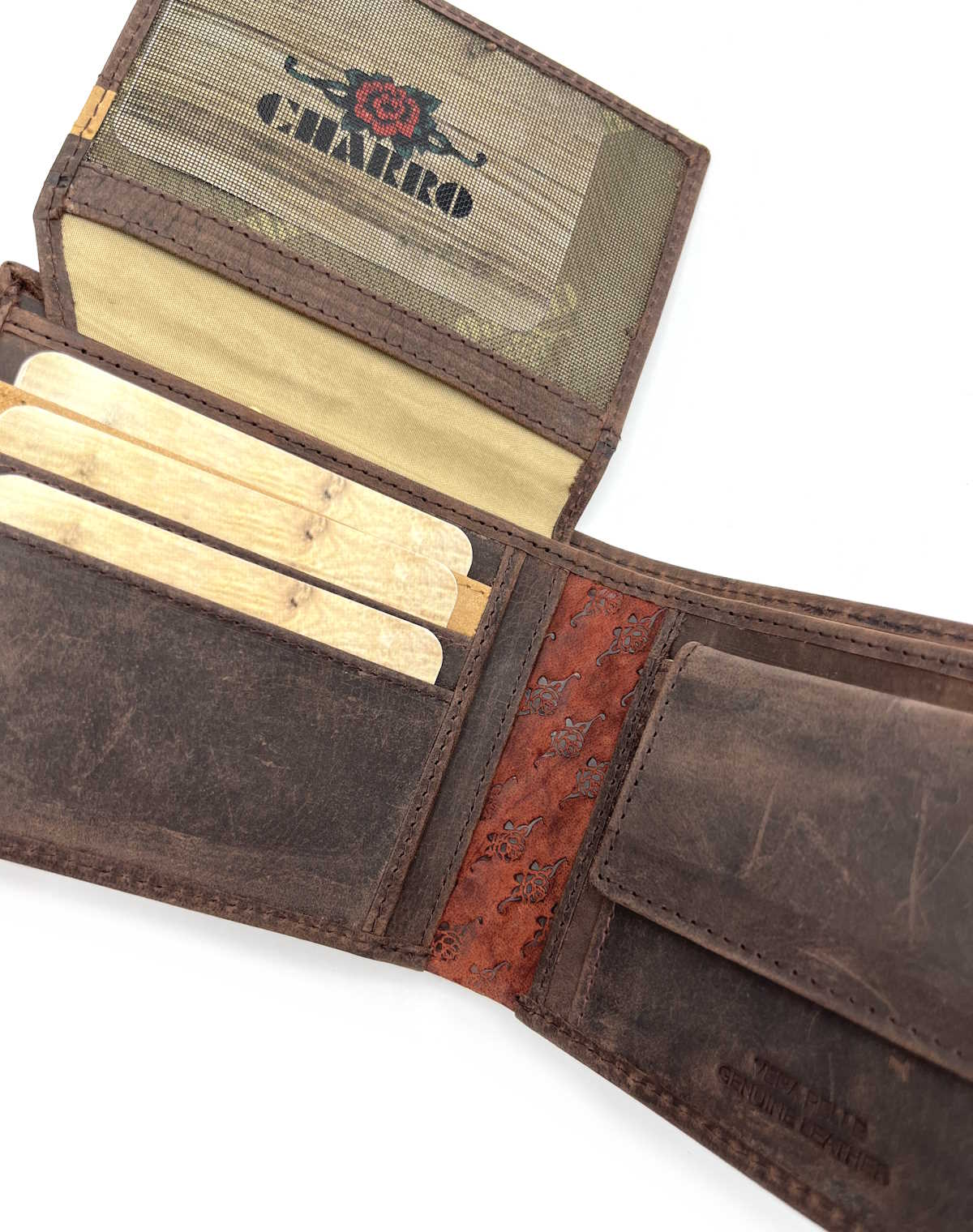 Genuine leather wallet, Brand Charro, Vintage effect, art. HU-11123