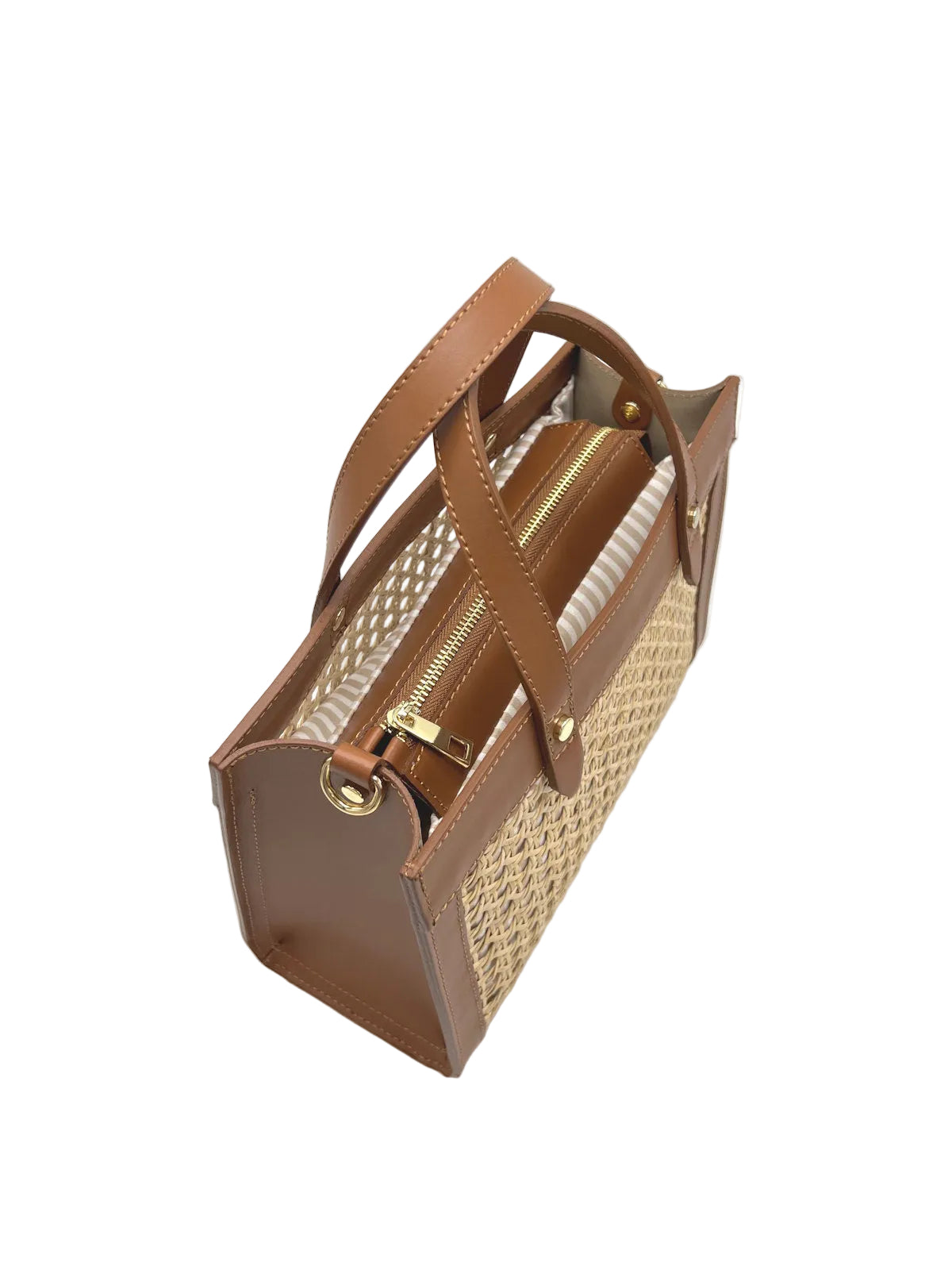 Summer Collection, Genuine Leather and Straw Handbag, Made in Italy, art. 112714