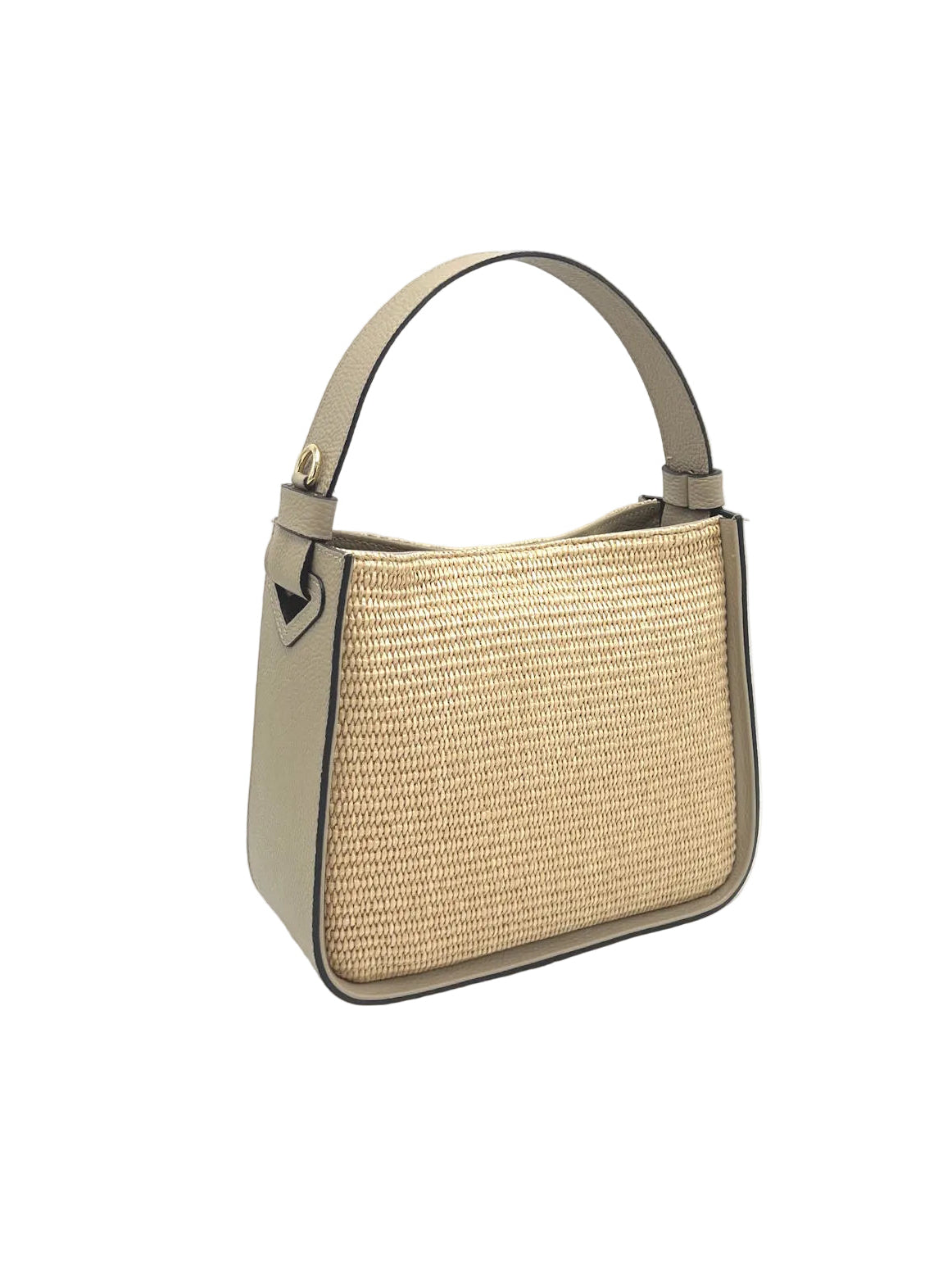 Summer collection, Genuine Leather and Raffia Straw Handbag, Made in Italy, art. 112564New