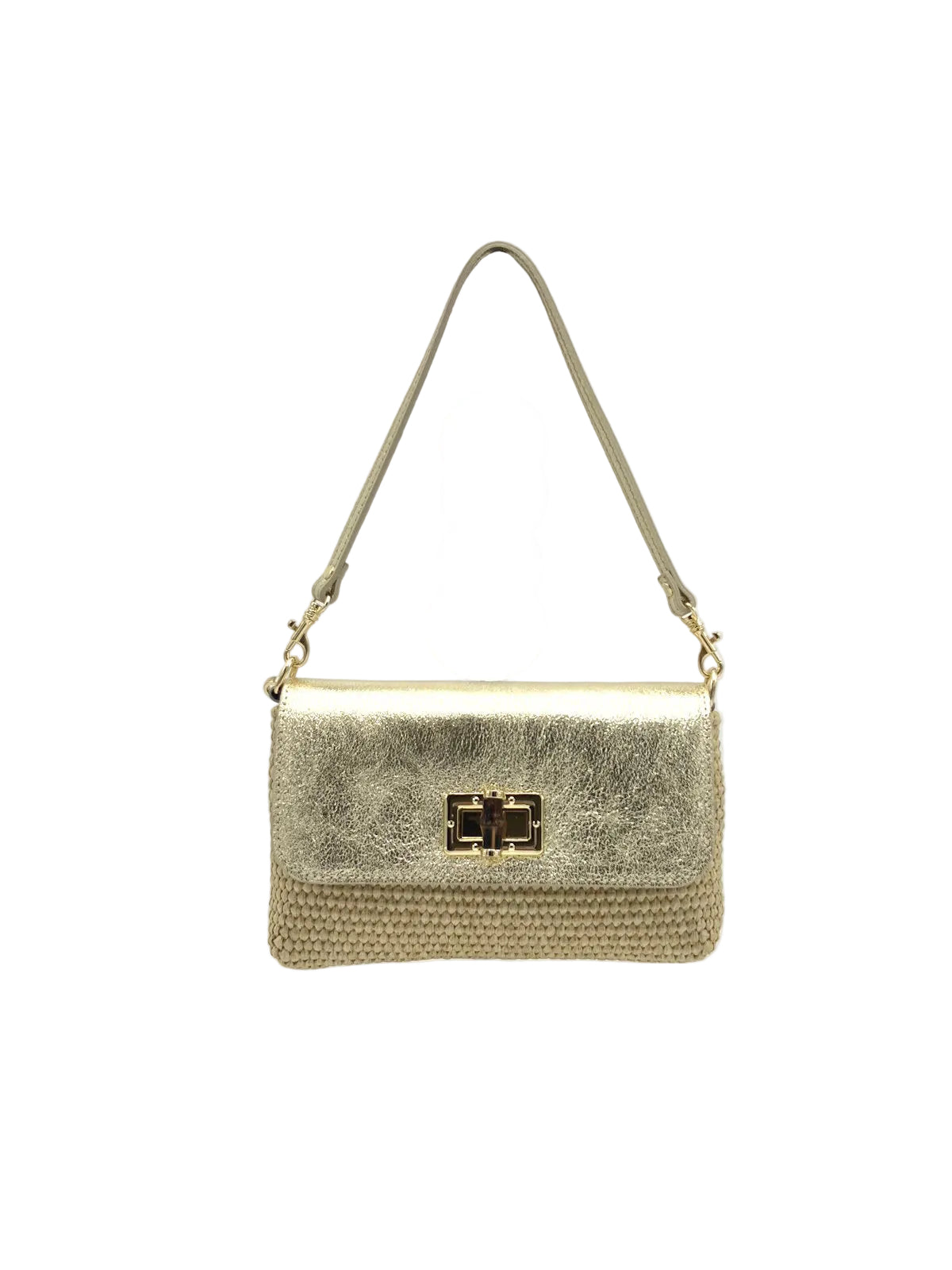 Summer collection, Genuine Leather and Straw Mini Handbag with Chian, Made in Italy, art. 112721